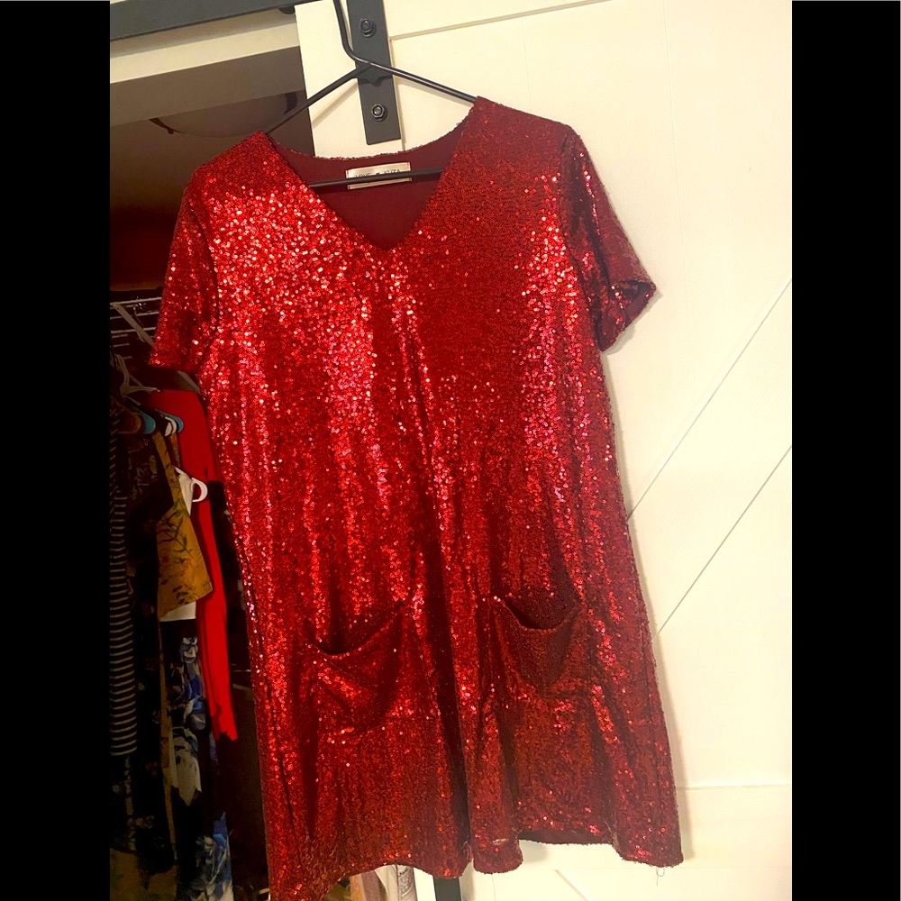 Red sequin dress size medium NWOT